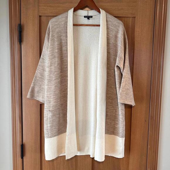 Eileen Fisher Wool & Cashmere Blend Open Front Kimono Cardigan Sweater Medium - Picture 1 of 11